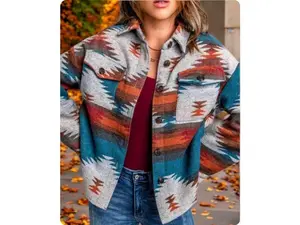 Michelle W Women's Tribal-Aztec Print Jacket for Women - Jackets, Womenswear