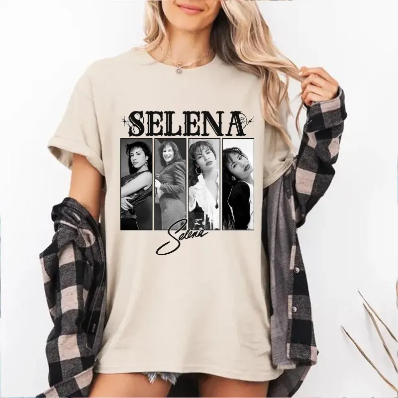 Selena Quintanilla Vintage 90's Graphic Unisex T-Shirt, Selena Crew Neck Shirt, Music Tee Gift For Fans, Gift for Him Her Womenswear Tops, Fashion Cotton, Full Size, Full Colors, For Women