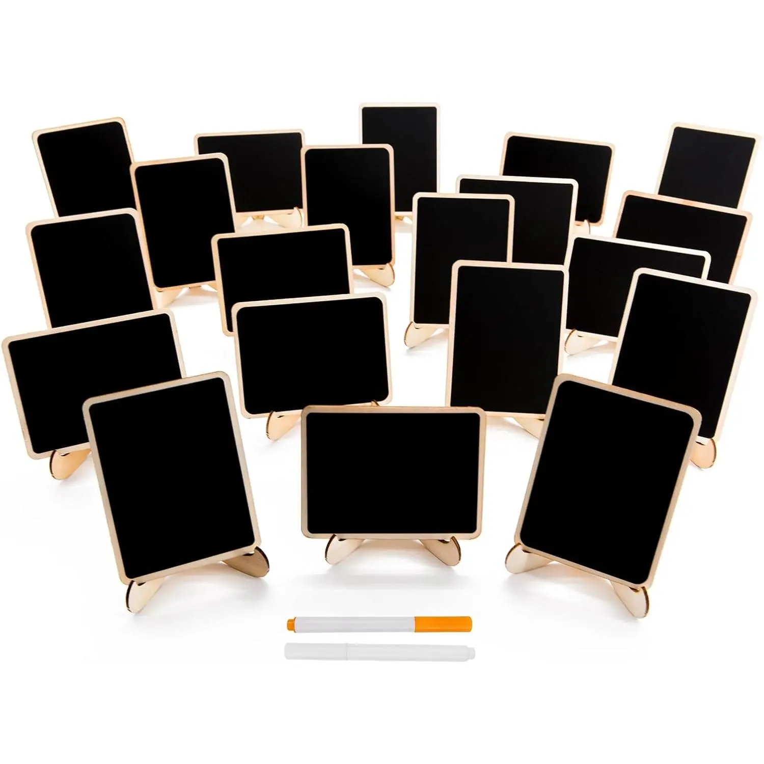 20-Pack Mini 4" x 3" Foldable Chalkboard Signs with Support Easels, Erasable Small Rectangle Place Cards, Easy-to-Carry Office Stationery for Weddings, Events Decorations