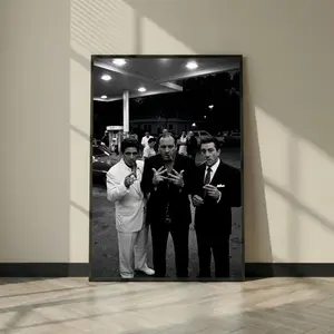 Mafia Wall Art Poster, Black And White Gangster Print, Crime Movie Decor, Mob Boss Art, Vintage Noir Wall Art ( Unframed - Print Only )