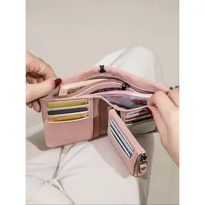 Women's Elegant Minimalist Short Wallet with Wristlet Zipper Card Slots Casual Versatile Trendy Wallet for Daily Use