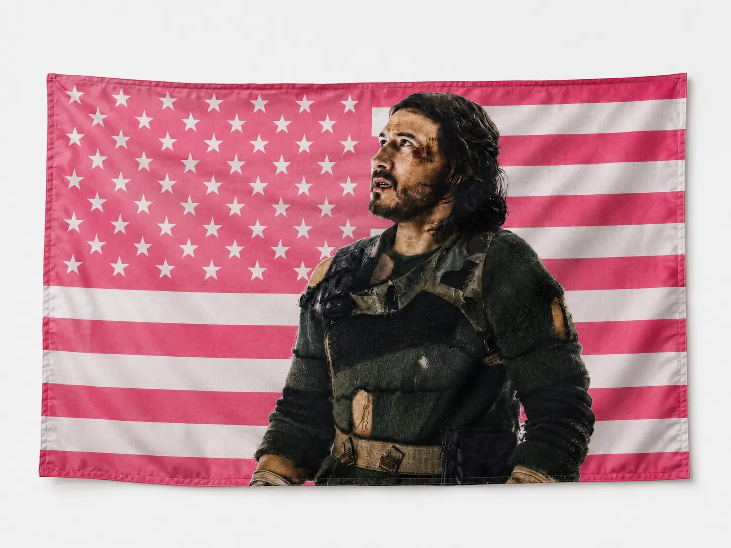 Markiplier Iron Lung Pink American Flag Tapestry – YouTuber Wall Art | Gaming Fan Decor | Aesthetic Pink Flag | Creator Room Gift
