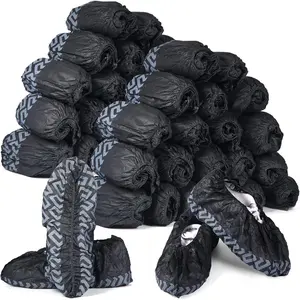300 Pack Disposable Non Slip Shoe Covers Large One Size Fits Most Indoor Contractors Floor and Carpet Protectors Black or Pink Waterproof Breathable Silicone Toe Protectors