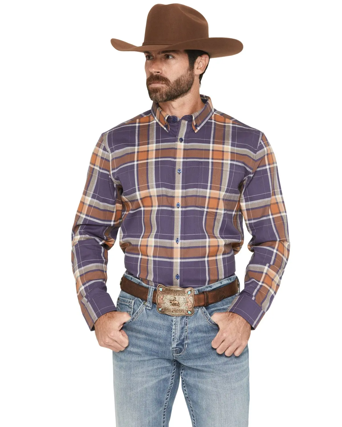 Cody James Men's Men'S Smokey Trail Plaid Print Long Sleeve Button-Down - Cjho25w10-Dbl