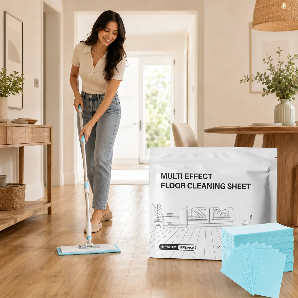 100 Pcs Floor Cleaning Tablets, Water Soluble Multi-Surface Floor Cleaner for Hardwood, Laminate, Tile & RV, Fresh Scent Cleaning Tablets for Daily Home Care