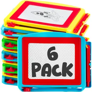 Magnetic Drawing Board for Kids - (Pack of 6) Erasable Doodle Sketch Tablet and Travel Drawing Pad for Boys and Girls, Birthday Party Favors and Stocking Stuffers for Kids