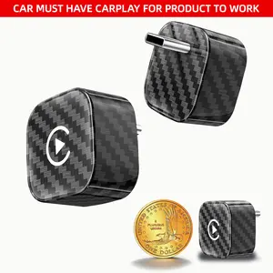 Yurnlv X 2026 New Mini Wireless CarPlay Adapter for iPhone/Android, 2-in-1 for Apple CarPlay and Android Auto,converts wired connection to wireless, Plug & Play, stable, lag-free operation, hands-free kit (carbon fiber).