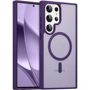 for Samsung Galaxy S23 Ultra Case Strong Magnetic Case [Compatible with Magsafe] Slim Shockproof Protective Phone Cover for S23 Ultra Phone Case with Translucent Hard Back,Dark Purple