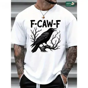 Unisex Round Neck Short - Sleeve "F-CAW-F" Raven Graphic T - Shirt