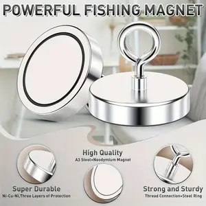 Single Neodymium Magnet Wall Hook, Strong Magnetic Tool for Fishing, Perfect for Garage, Studio, Home, No Drilling Required, Father's Day Gift