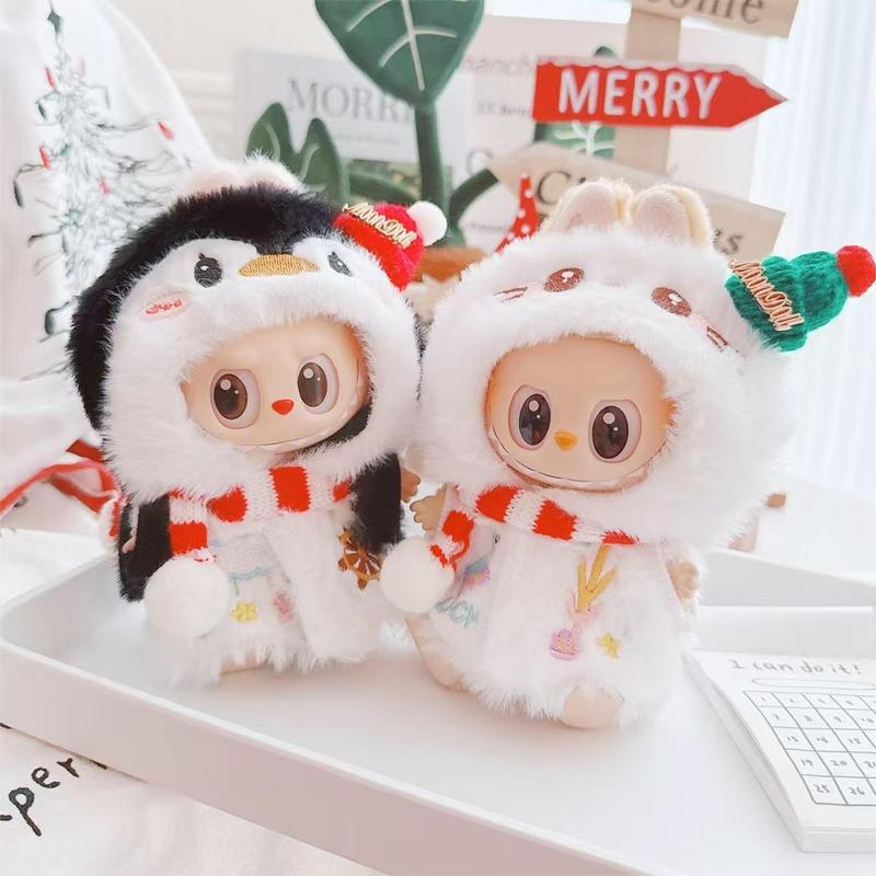 Labubu Winter Christmas Set Plush Toy for 1-3 Series 17cm Dolls Comfortable Fabric Festive Outfit Perfect Collector's Fashionable Holiday Gift