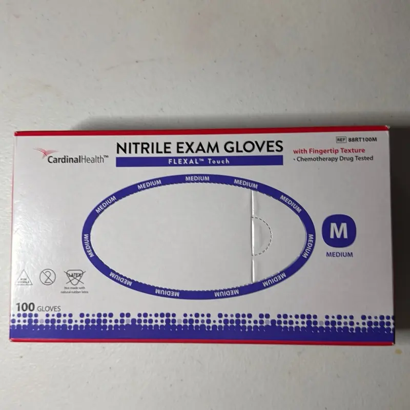Cardinal health Medical Nitrile Exam Gloves, Medical Gloves Disposable Latex Free, Powder Free, Food Safe Glove size M 100 gloves