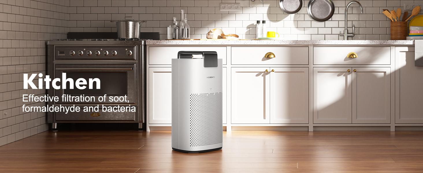 MORENTO 7566 Handheld Design Large Air Purifier with PM 2.5 Sensor, Real-time Air Quality Detection, Bluetooth Remote Control, HEPA Filtration and