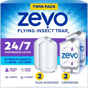 Flying Insect Trap Full Size 2-Plug In Devices and 2-Refill Cartridges