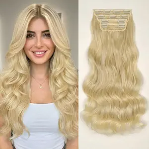 Clip in Hair Extensions 4PCS Hair Extensions 20" Thick Long Beach Waves Invisible Lace Weft Natural Soft Hairpieces for Women instant length