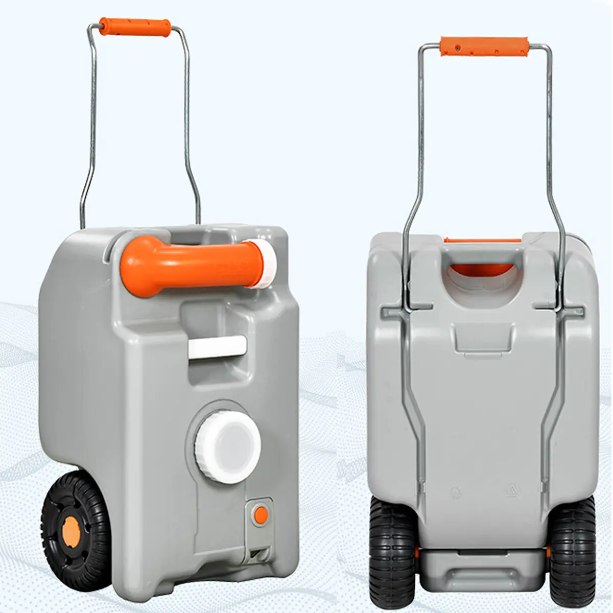 YITAMOTOR 6.6 Gallon Portable RV Waste Tank Tote Water Holding Camper Dump Sewer with Wheels Orange Handles & Wheels