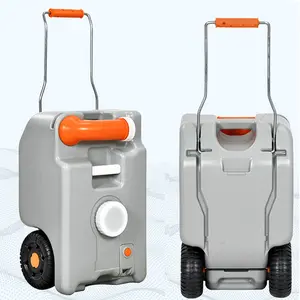 YITAMOTOR 6.6 Gallon Portable RV Waste Tank Tote Water Holding Camper Dump Sewer with Wheels Orange Handles & Wheels