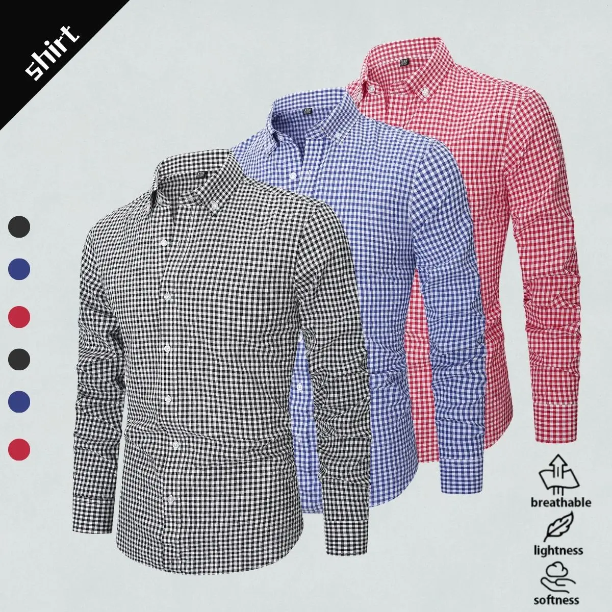 Men's Long Sleeve Shirt Spring/Autumn Casual Vintage Plaid Button-Down Collar Shirt