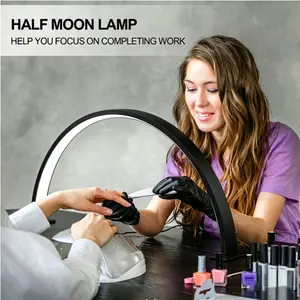 Half Moon Nail Lamp USB Powered LED Table Light, Big Size, Perfect for Eyelash Tattoo Crafts Reading Spa Beauty Experience Enhancement