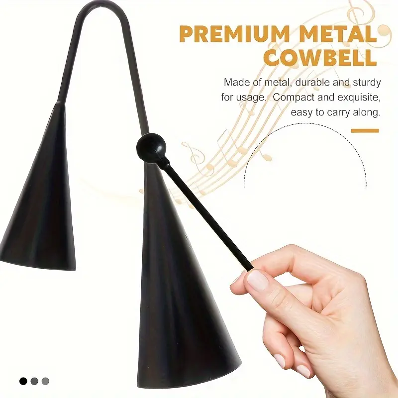 Cowbell Metal Material Double Heads Horn Durable Calling Bell Black Percussion Musical Instrument for Outdoor Class Metal Tube Music Parts