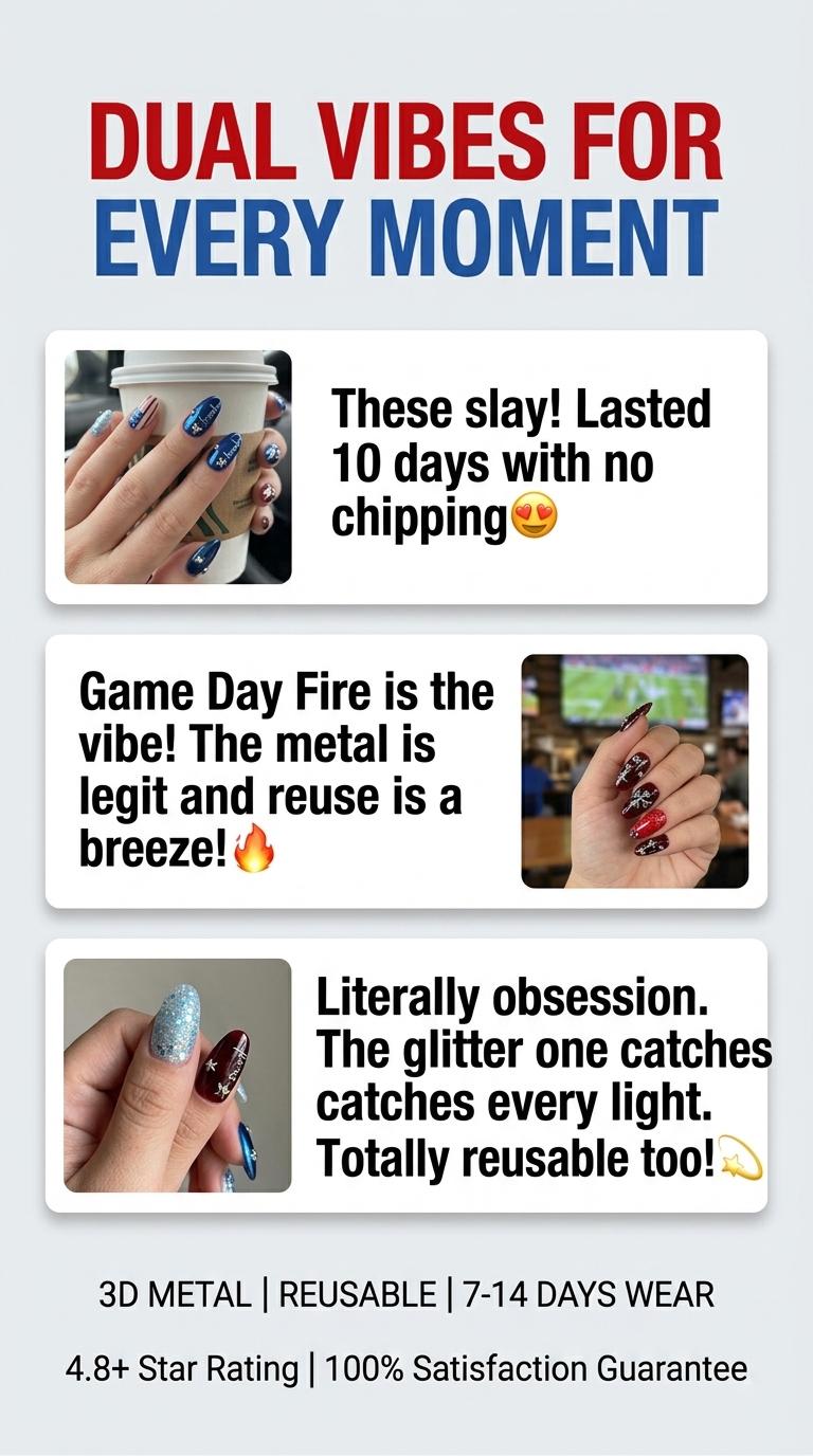 USA 250th & World Cup Dual Theme Press On Nails, Red Blue Star Stripes Fake Nails, Devil Angel Style Sporty Nails for Football Fans