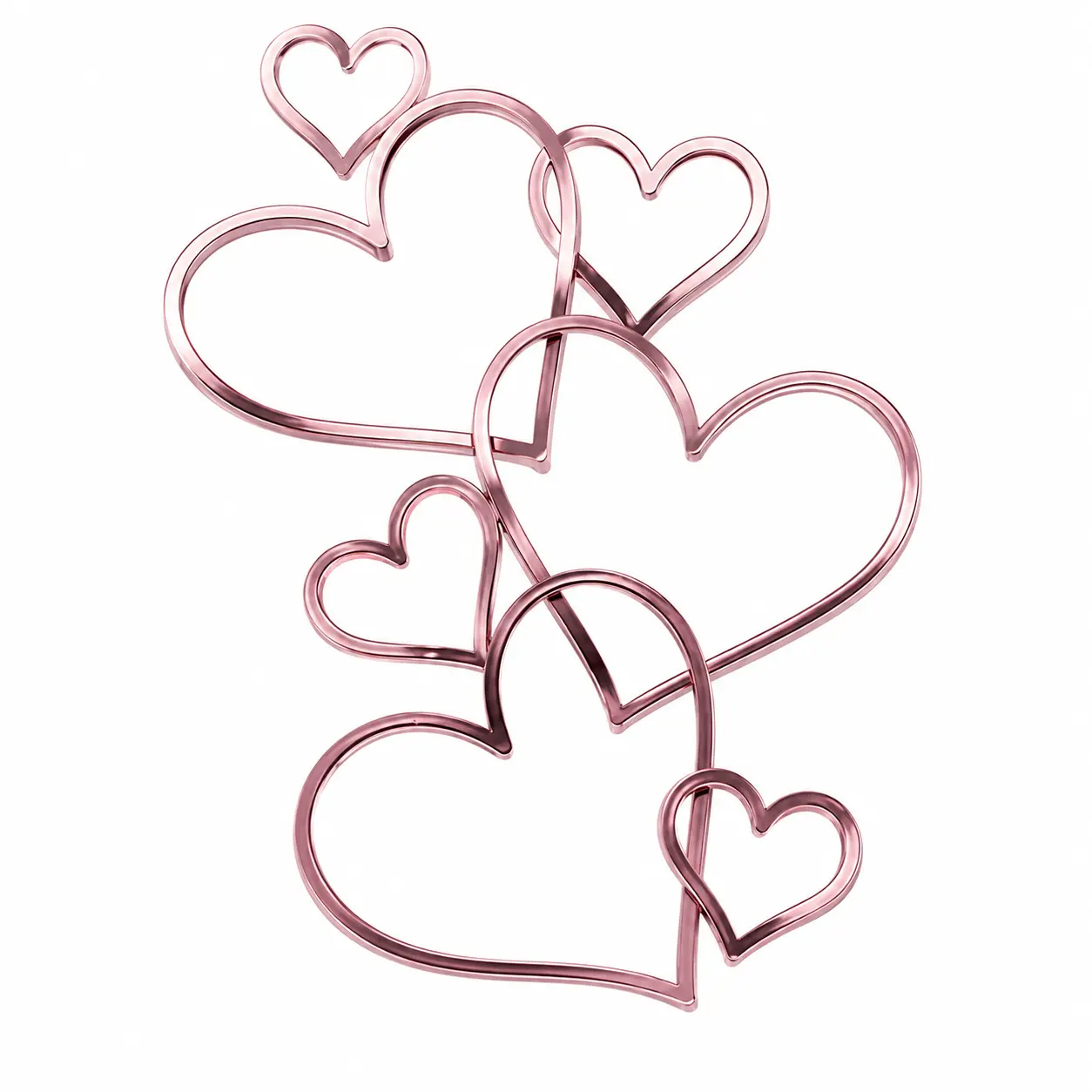 Cascading Hearts Rose Gold Cake Topper/Layon