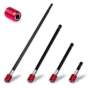 Drill Bit Extension 4 Pcs Magnetic Bit Holder 2/4/6/12" Bit Holder Extender for Impact Drill