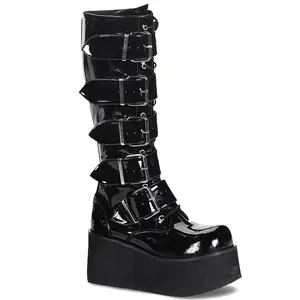 Demonia Men's Trashville-518 Black Patent Knee-high Boots