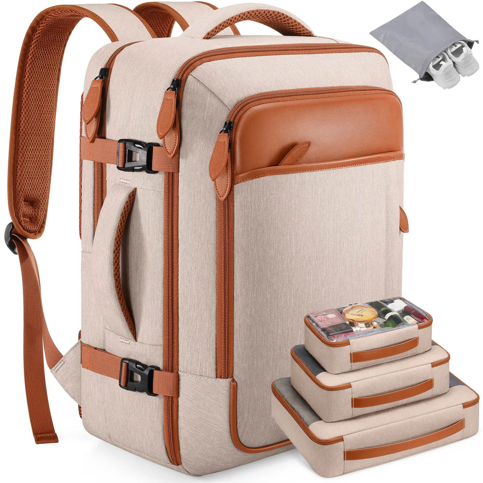 Miusse 17In Laptop Compartment Backpack, 40L Waterproof Travel Bag with Packing Cubes & Shoe Pocket, Flight-Approved Airplane Travel Accessories Carry-On tiktokshopbacktoschool