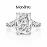 MAXINEJEWELRY 5.0ct Radiant Cut Engagement Ring,Past Present Future 3 Stone,Triangle Cut Side Stone,Crushed Ice AAAAA Cubic Zirconia,Trendy Promise Ring