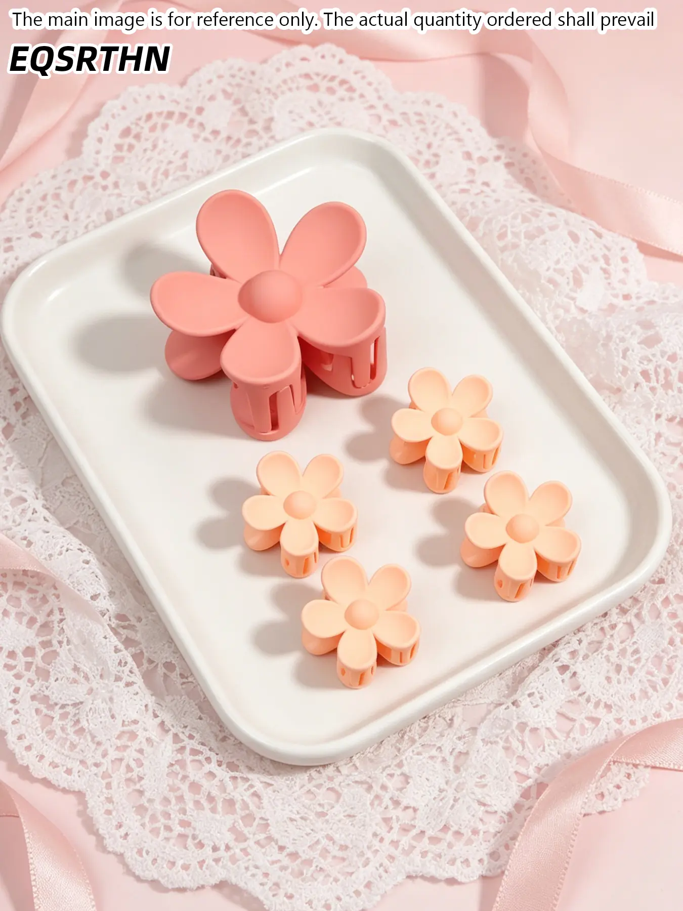 5pcs Matte Flower Hair Claw Clips Set Non-Slip Strong Hold Large Plumeria Jaw Clip Cute Pastel Small Hairpins Headpiece Elegant Summer Beach Styling Hair Accessories Gift for Women Daily Travel