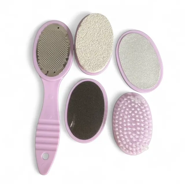 5-in-1 Foot Callus Remover & Pedicure Kit – Foot File, Exfoliator & Heel Scraper Tool with 4 Interchangeable Heads – Cracked Heel & Dead Skin Remover for Smooth Feet at Home