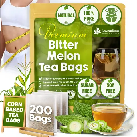 【FreshDrinkUS】 200 Bitter Melon Tea Bags, 100% Natural & Pure Bitter Melon. Bitter Melon Herbal Tea. Bitter-Melon Fruit Tea. No Sugar, No Caffeine, No Gluten, Vegan. Beverage