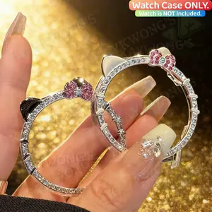 KAYKWONG'S Cartoon Cat Rhinestone Watch Case, Fits for Huawei Watch Gt4/5/6, Huawei Watch Fit3/4 Pro, 8/9/10NFC Series, 41mm/42mm/46mm, Full Coverage Protection, Smartwatch Accessories