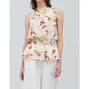 Floral Print Sleeveless Satin Top