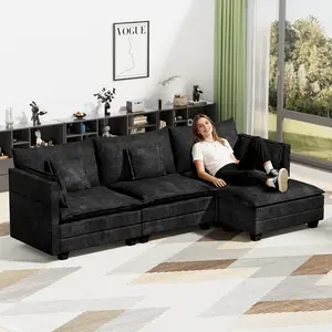 LEVELEVE Modular Convertible Sectional Sofa, 112.5" L-Shape/U-Shape & 147" U-Shape, Deep Seat Cloud Sleeper Couch, Comfortable Upholstered Furniture for Living Room Apartment