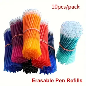 10-Pack 0.5mm Erasable Pen Refills, Colorful Neutral Pen Tips, Full Needle Tube, Ideal for Writing and Drawing, Durable and Reliable