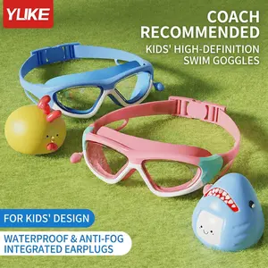 YUKE Kids Swim Goggles with Attached Earplugs Anti-Fog Wide View No Leak Soft Silicone Pool Essentials