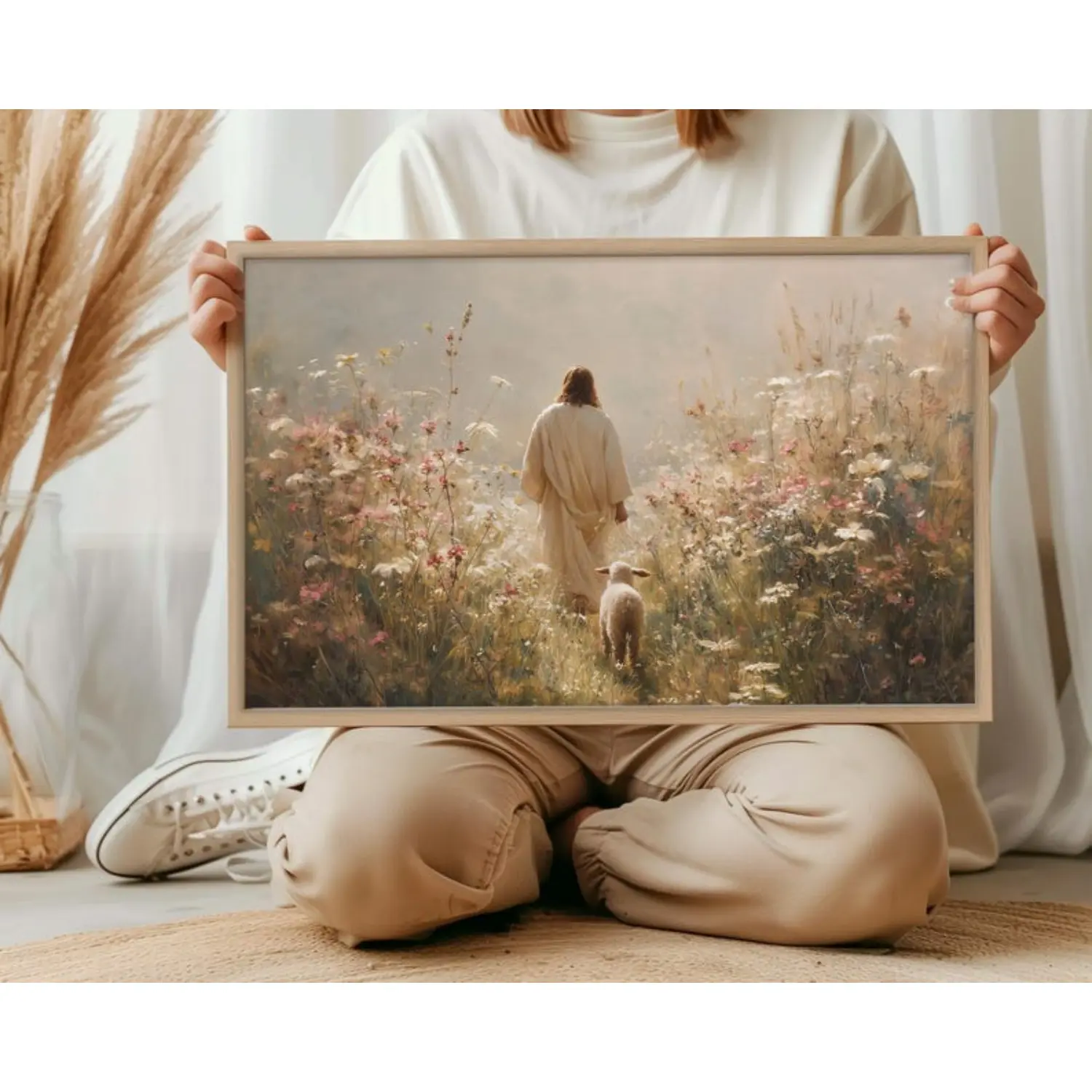 Jesus Leaves the 99 Christian wall art Printable, The Lost Sheep art, Jesus Good Shepherd, Faith art, Bible verse