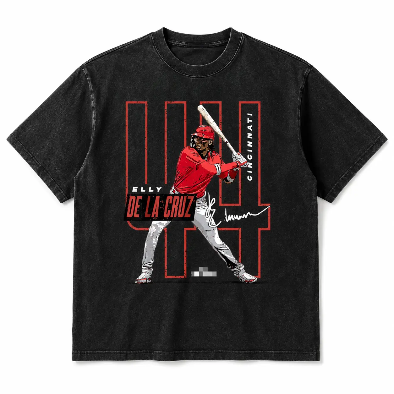 Elly De La Cruz Player Graphic Washed T‑Shirt, Retro Baseball Art Print Cincinnati Sports Fan Oversized Casual Game‑Day Tee