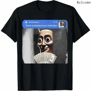 Premium Cotton Men's Sport T-Shirt Short Sleeves "There is Motion at Your Front Door" Tung Tung Tung Sahur Meme Graphic Tee by Trek Gear Lab