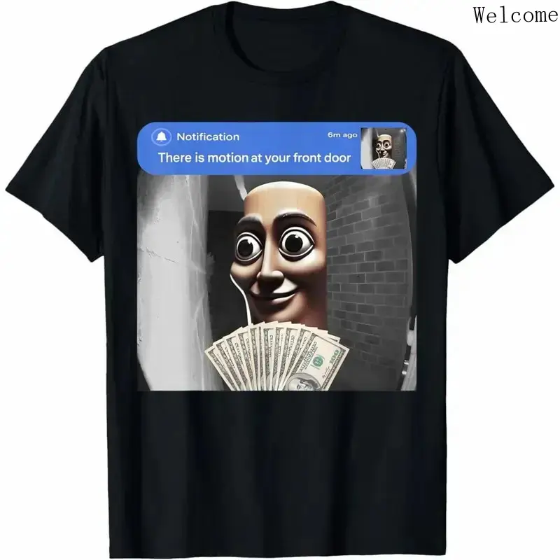 Premium Cotton Men's Sport T-Shirt Short Sleeves "There is Motion at Your Front Door" Tung Tung Tung Sahur Meme Graphic Tee by Trek Gear Lab