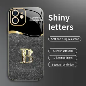 Suitable for [iPhone 12 mini] New high-end flash letter environmentally friendly silicone mobile phone case New business simple electroplating silicone mobile phone case Affordable anti-fall and anti-fingerprint-888