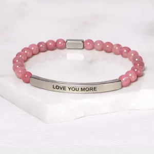 LOVE YOU MORE Pink Quartz Bracelet