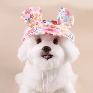 Pet Supplies With Ear Dog Sunscreen Hat Cute Adjustable Dog Fisherman Hat Colorful Pet Baseball Cap Cat