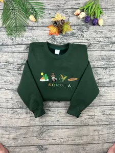 Sonora Embroidered Sweatshirt, Mexico Culture Machine Embroidery , Wheat Corn, Cactus Sun