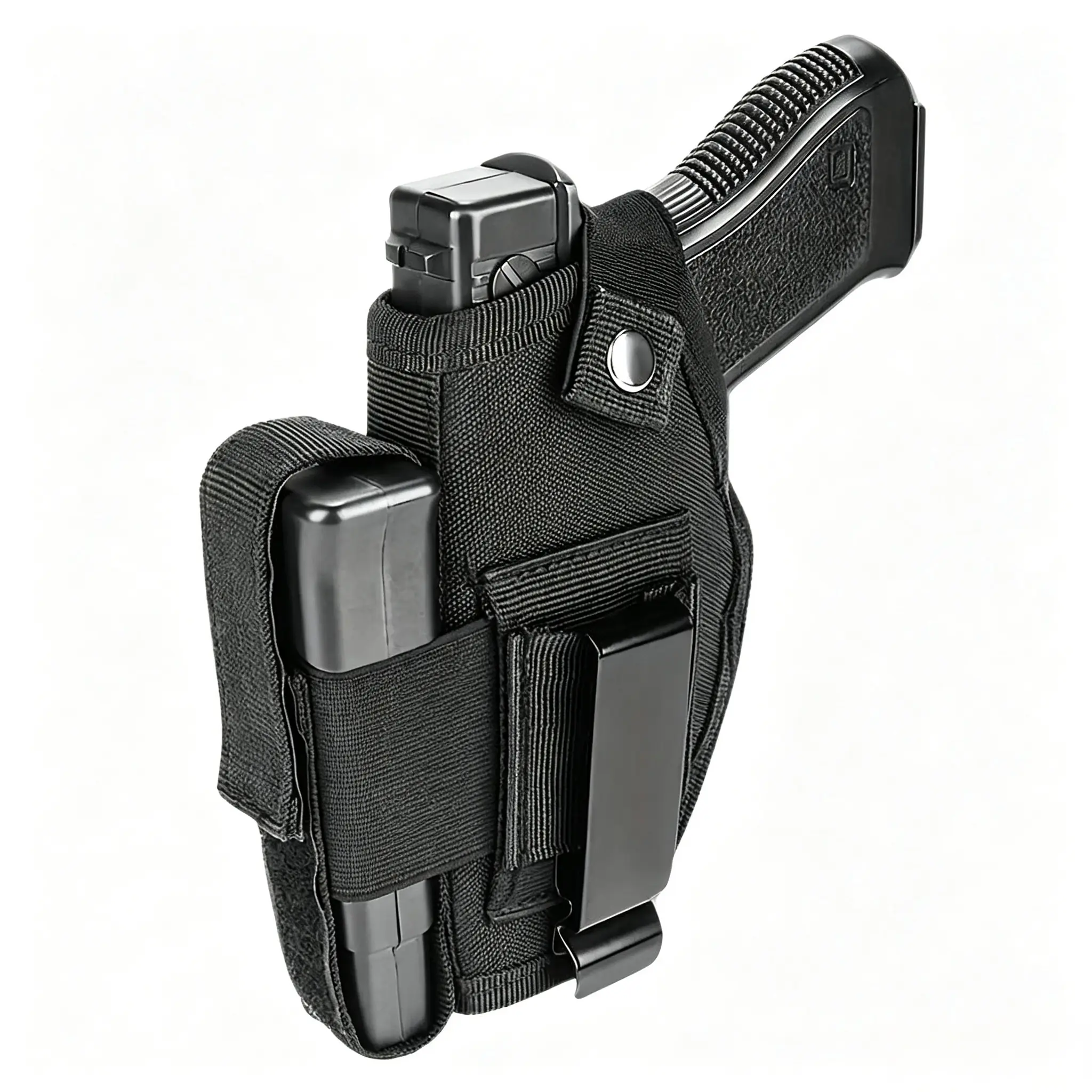 Universal Ambidextrous Concealed Carry Holster, 600D Oxford IWB/OWB  Holster with Magazine Pouch for EDC