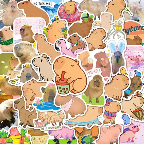 Capybara Series Graffiti Stickers, 50pcs/set Waterproof Self Adhesive Decorative Sticker, DIY Decals for Gift Greeting Card Water Bottle Laptop Phone Cellphone