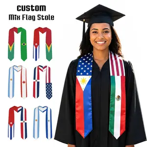 Custom 2/3/4 Flags Graduation Stole, Personalized Graduation Sash Class of 2026, Custom Senior Gift for Students Friends