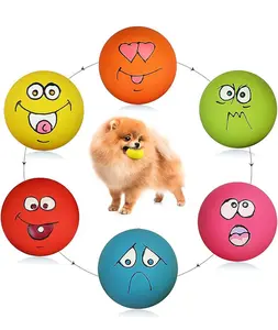 Squeaky Dog Toys Latex Rubber Soft Fetch Play Dog Balls Small Medium Dogs 6 PCS